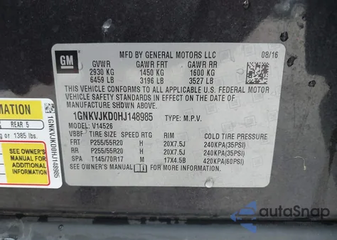 2017 Chevrolet Traverse Premier z USA, uszkodzony, nr VIN 1GNKVJKD0HJ148985